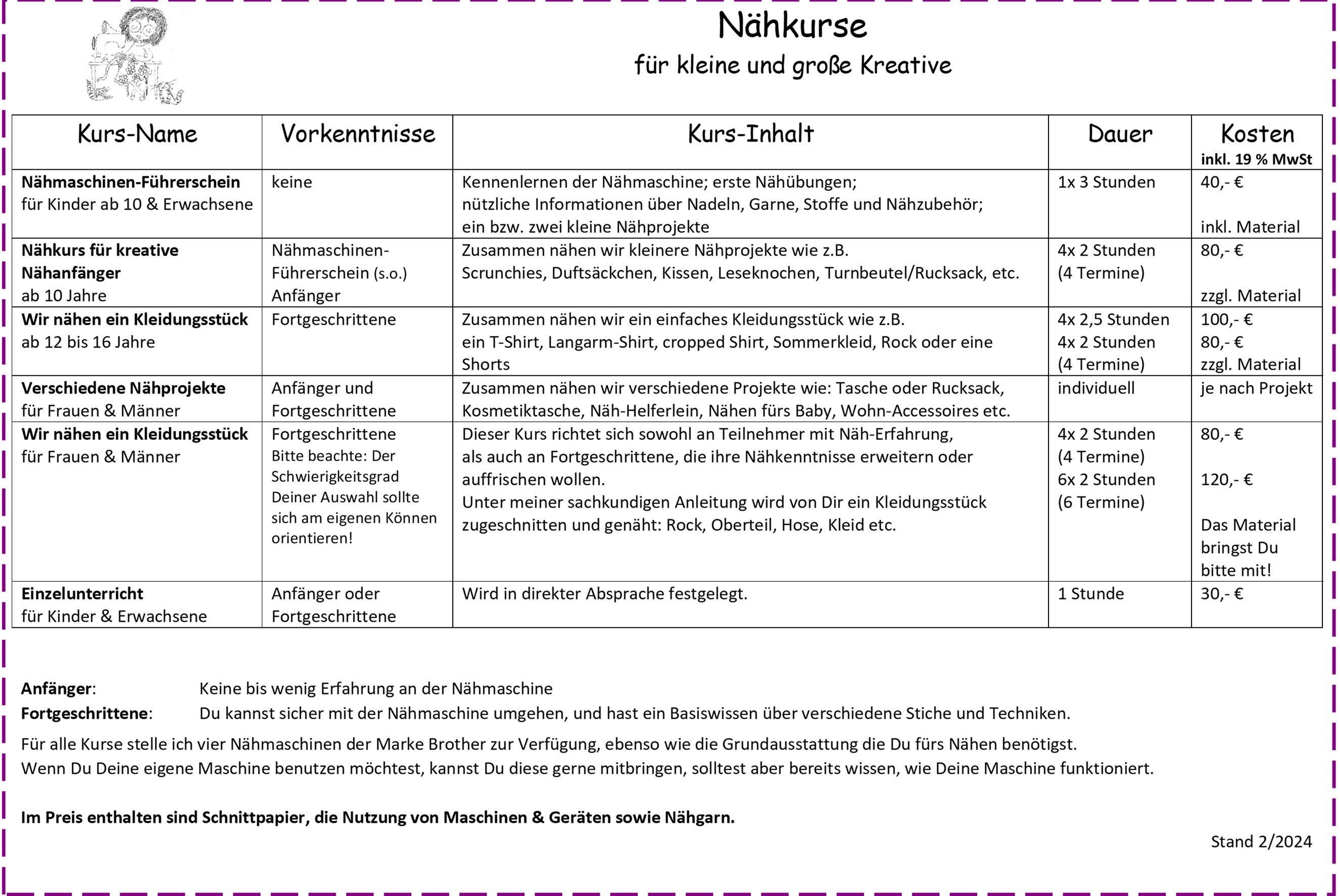 Meine aktuellen Nhkurse


 erfragen Sie bitte mit telefonischer Absprache unter 06400 200 303


 (10.11.2024)